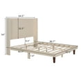thumbnail image 3 of PORKISS Queen Size Bed Frame with Upholstered Wing Back Headboard for Bedroom, No Box Spring Needed, Beige, 3 of 9