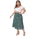 thumbnail image 3 of DARING DIVA Women's Plus Pleated High Waist Midi Casual Floral Skirt 3XL Dark Green, 3 of 6