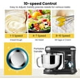 thumbnail image 4 of SPECSTAR Stand Mixer, 650W 10 Speed 6 Quart Tilt-Head Kitchen Electric Food Mixer with Beater, Dough Hook and Wire Whip, Black, 4 of 8