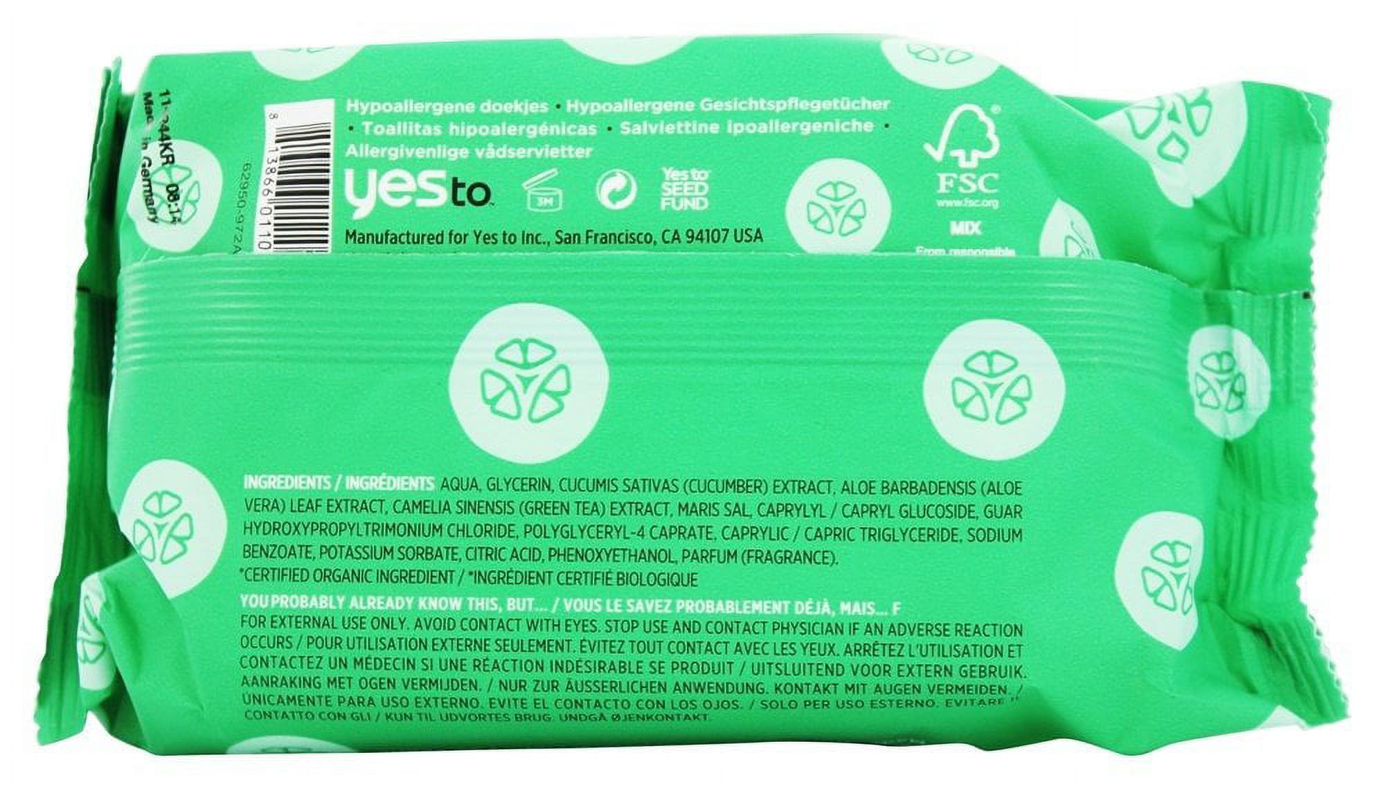 Yes To Cucumbers Soothing Makeup Remover Wipes, 30 Ct - image 5 of 6