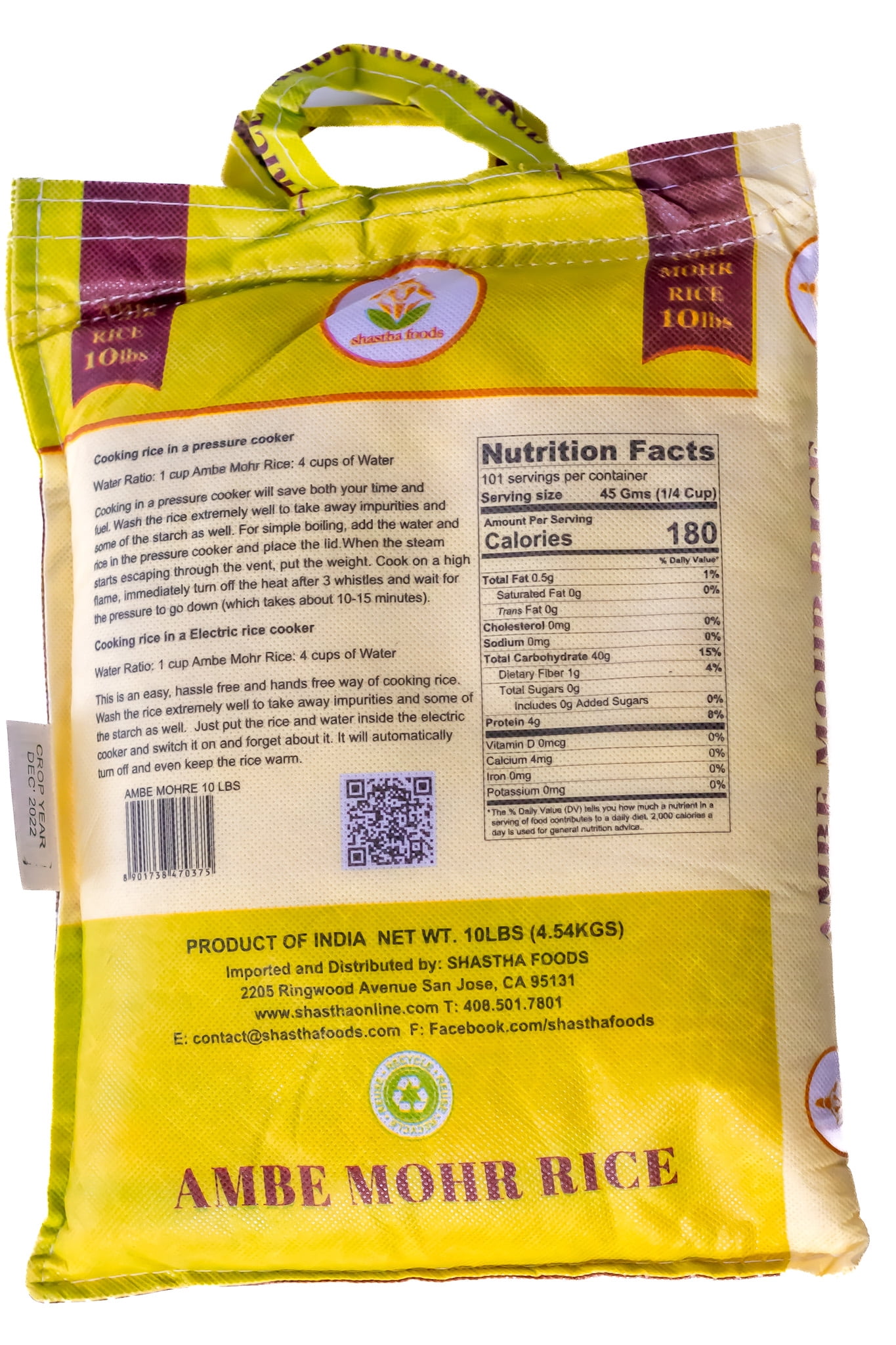 Shastha Ambe Mohr Rice 10 lbs (Pack of 1)