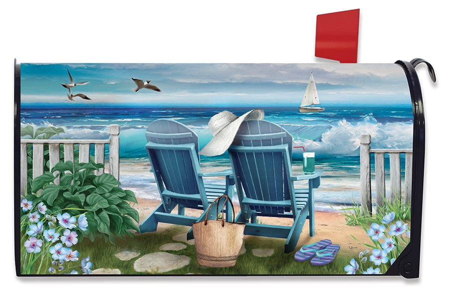 Seaside Escape Summer Magnetic Mailbox Cover Nautical Standard Briarwood Lane