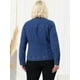 thumbnail image 5 of Women's Plus Size Long Sleeves Collarless Denim Jacket Navy Blue 3X, 5 of 6