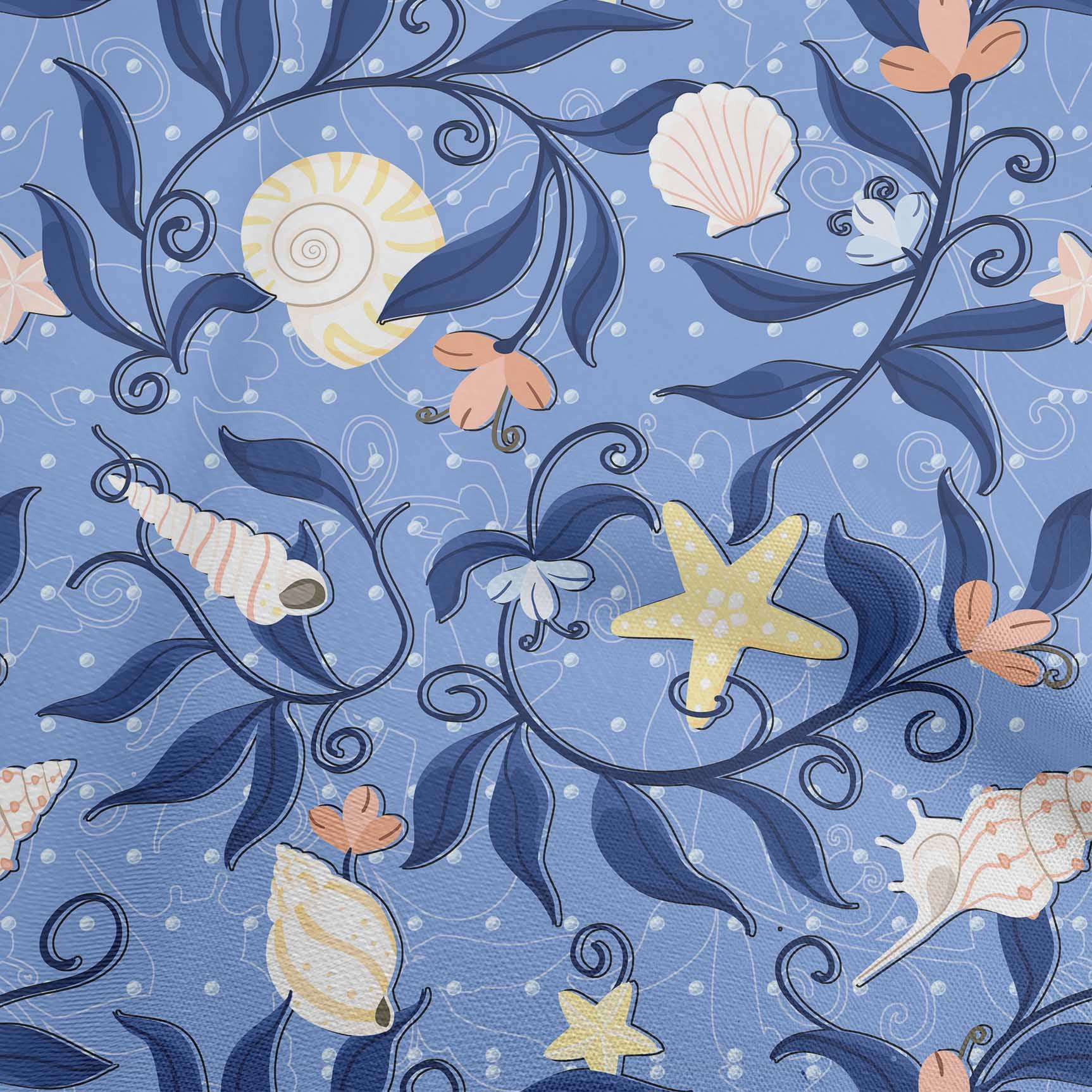 oneOone Cotton Cambric Medium Purple Fabric Ocean Underwater Life ...