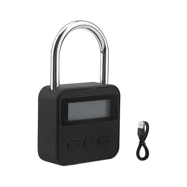 Bloqueo de temporizador de metal, Bloqueo de temporizador electrónico multifunción con pantalla LCD, Tiempo máximo de 99 horas, Recarga USB