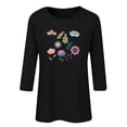 thumbnail image 6 of Runfenguu Western Graphic Tees For Women Graphic Tees For Women Trendy Ladies' Fashion Floral Printed Round Neck 3/4 Sleeve T-Shirt Shirt Sleeve Round Neck Top/Shirt, 6 of 6
