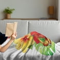 thumbnail image 3 of Hawaiian Soft Flannel Fleece Throw Blanket, Bouquet of Colorful Hibiscus Flowers a Butterfly Blooming Plumeria Petals, Cozy Plush for Indoor and Outdoor Use, 50" x 60", Multicolor, by Ambesonne, 3 of 5