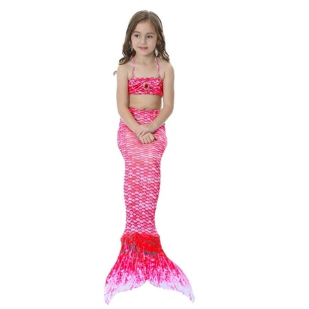 

nsendm Bathing Suit for Toddler Girls Toddler Kids Girls Sling Bikini Halter Mermaid Print Youth Swim Suits for Girls Pink 5 Years