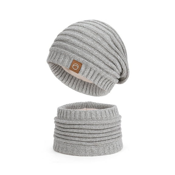 PureCasa Beanies Hats Scraf Set for Women 2 Piece Set Winter Fleece Warm Hat Cable Knit Outdoor Cold-Proof Knitted Hats Beanie Skull Warm Cap with Neck Scarves