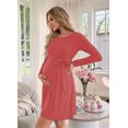 thumbnail image 2 of Bearsland Women's Maternity Midi Dress Long Sleeve Casual Stretchy Pregnancy Dresses With Belt, 2 of 6