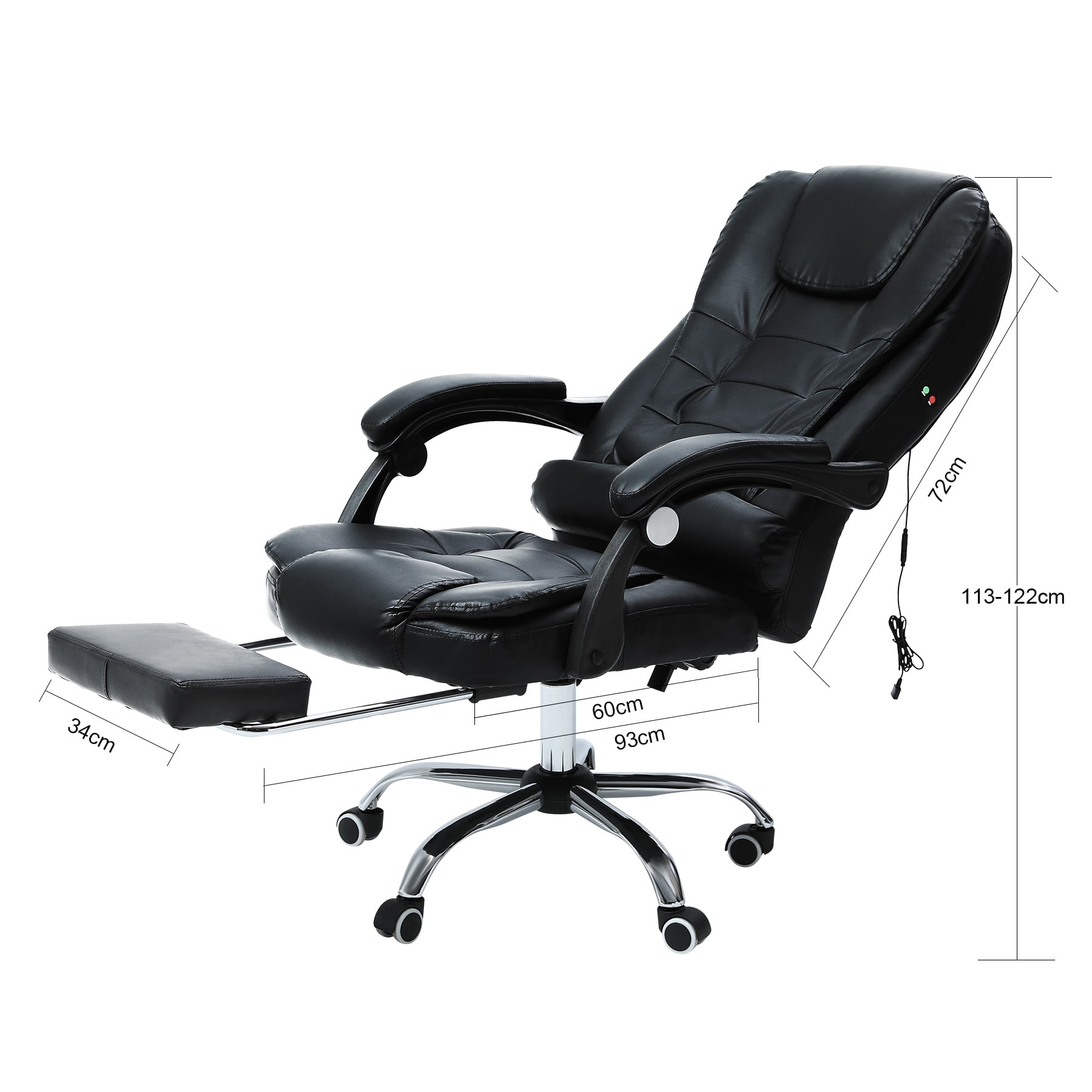 Bestco Black Massage Office Chair Reclining Desk Chair w Footrest Adjustable Height 285lb Cap