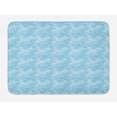 thumbnail image 1 of Teal and White Bath Mat, Japanese Style Oceanic Waves Splashing Water Swirls Aquatic Artful Pattern, Non-Slip Plush Mat Bathroom Kitchen Laundry Room Decor, 29.5 X 17.5 Inches, Blue White, Ambesonne, 1 of 2