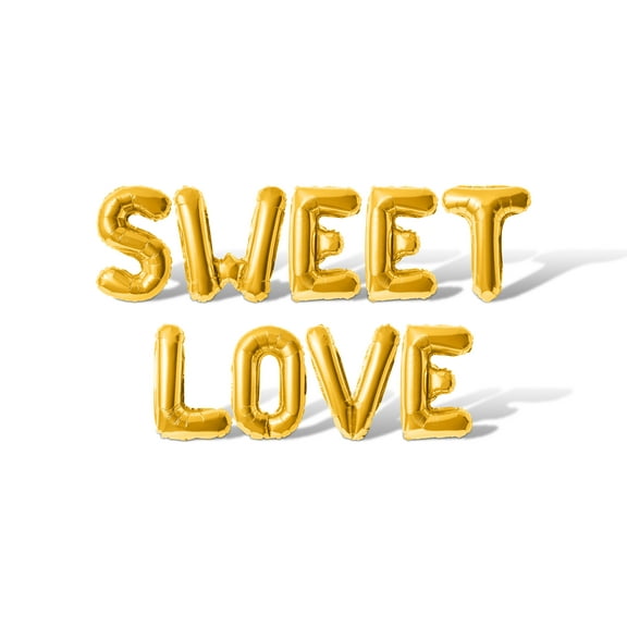 Letter Balloons - SWEET LOVE 16" Inch Alphabet Letters Foil Mylar Balloon Valentine's Day Party Banner (Gold)