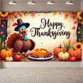 thumbnail image 3 of Festive Turkey Theme Autumn Leaves Happy Thanksgiving Banner for Holiday Celebration Family Gathering Fall Decoration, 3 of 9
