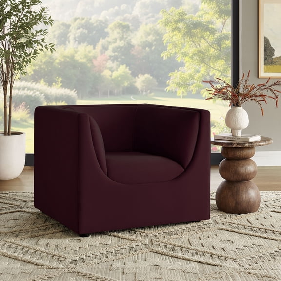 Modway Hilda Curved Back Performance Velvet Armchair in Mulberry