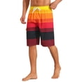 thumbnail image 4 of INSPIRE CHIC Men's Colorblock Striped Adjustable Drawstring Vacation Surfing Board Shorts 32 Red, 4 of 4