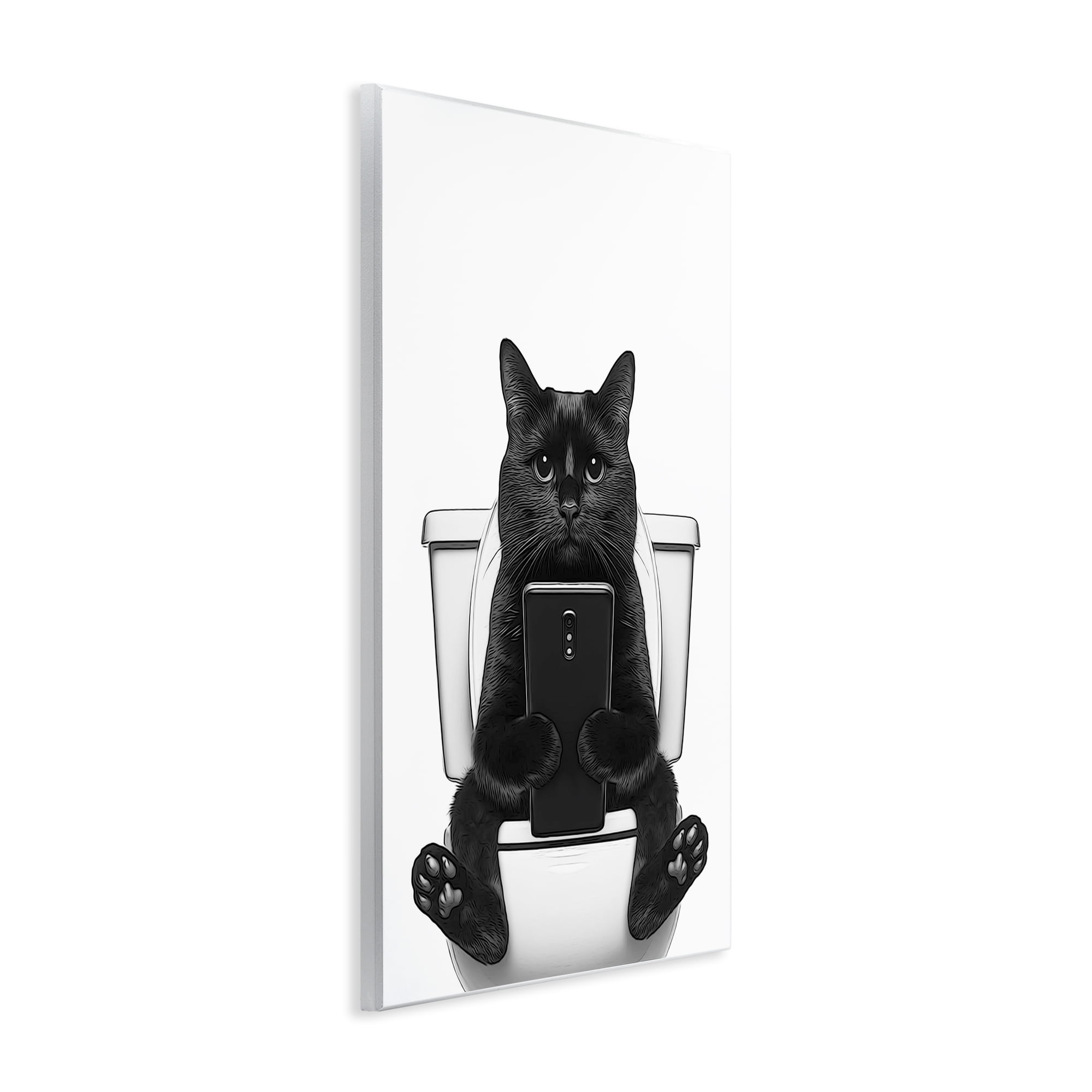 Stupell Industries Cat Texting on Toilet Typography Painting Unframed Art Print Wall Art, 10 x 15