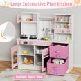 thumbnail image 4 of TLSUNNY Wooden Kitchen for Kids with Realistic Lights & Sounds, Interactive Pretend Playset with Sink & Accessories for Boys & Girls 3+ , Pink, 4 of 10