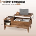 thumbnail image 2 of Gelloan Lift Top Coffee Tables for Living Room, Fluted Rectangle Wooden Coffee Table with Storage Shelf and Hidden Compartment,Walnut, 2 of 6