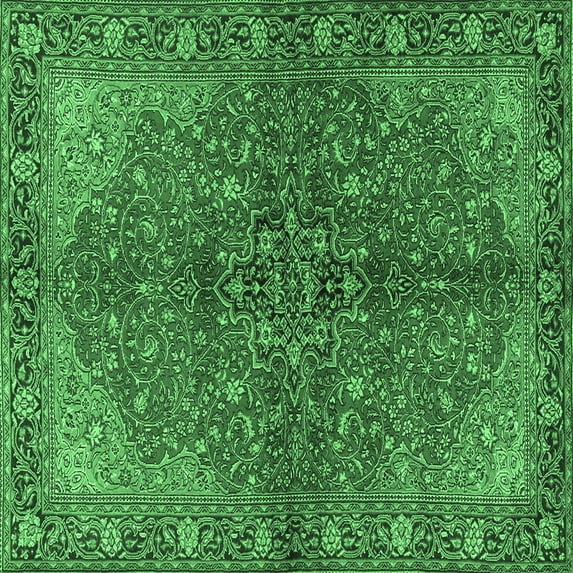 Ahgly Company Indoor Square Persian Emerald Green Traditional Area Rugs, 3' Square