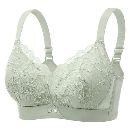 Up to 60% off Wireless Bra  Women s Plus Size Bra Cover Beautiful Back Gathered Lace Gathered Accessory Bra(Green S)