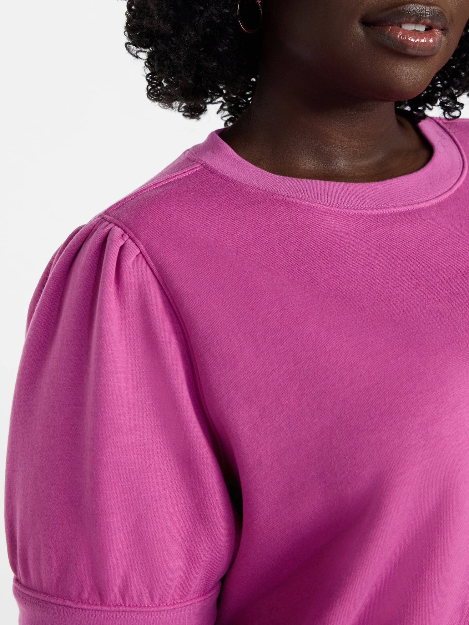 Terra & Sky Women's Plus Size Sweatshirt with Short Puff Sleeves, Size 0X-5X