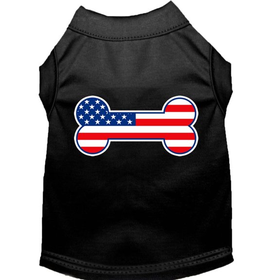 Pet Dog Cat Shirt Screen Printed, "Bone Shaped American Flag"