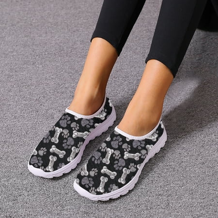 

Female Flat Shoes Cute Dog Paw Footprint Design Summer Light Mesh Shoes Slip-on Sandals for Women Footwear for