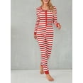 thumbnail image 2 of JYYYBF Woman's Christmas Stripe One-piece Pajamas, Sexy Round Neck Long Sleeve Slim Elastic Jumpsuit, Daily Life and Holiday, 2 of 8