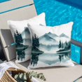 thumbnail image 4 of Abstract Green Mountain Throw Pillow Cover Lake Fog Landscape Painting Cotton Linen Cushion Cover Throw Pillow Case with Invisible Zipper for Couch Sofa Bed Chair Car 16x16 Inch, 4 of 14