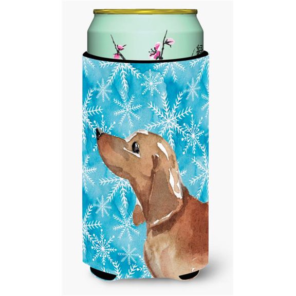 Red Tan Dachshund Winter Tall Boy Beverage Insulator Hugger