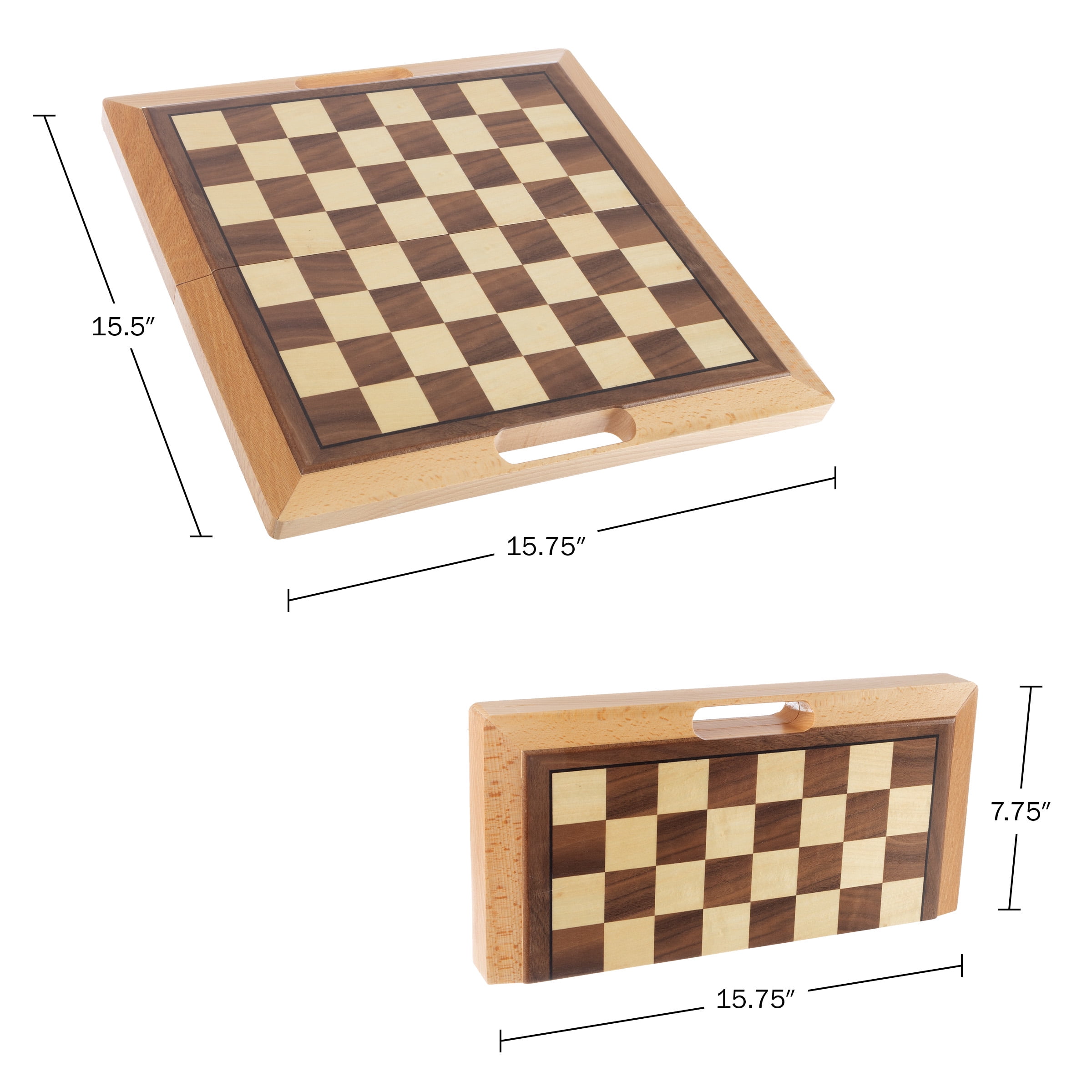 Trademark Global Tg Wooden Book Style Chess Board W/ Staunton