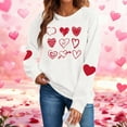 thumbnail image 2 of FAWUUDO Valentines Day Shirts Women Valentine Crewneck Sweatshirts Love Heart Sweatshirt Valentine's Long Sleeve Tops White S, 2 of 9
