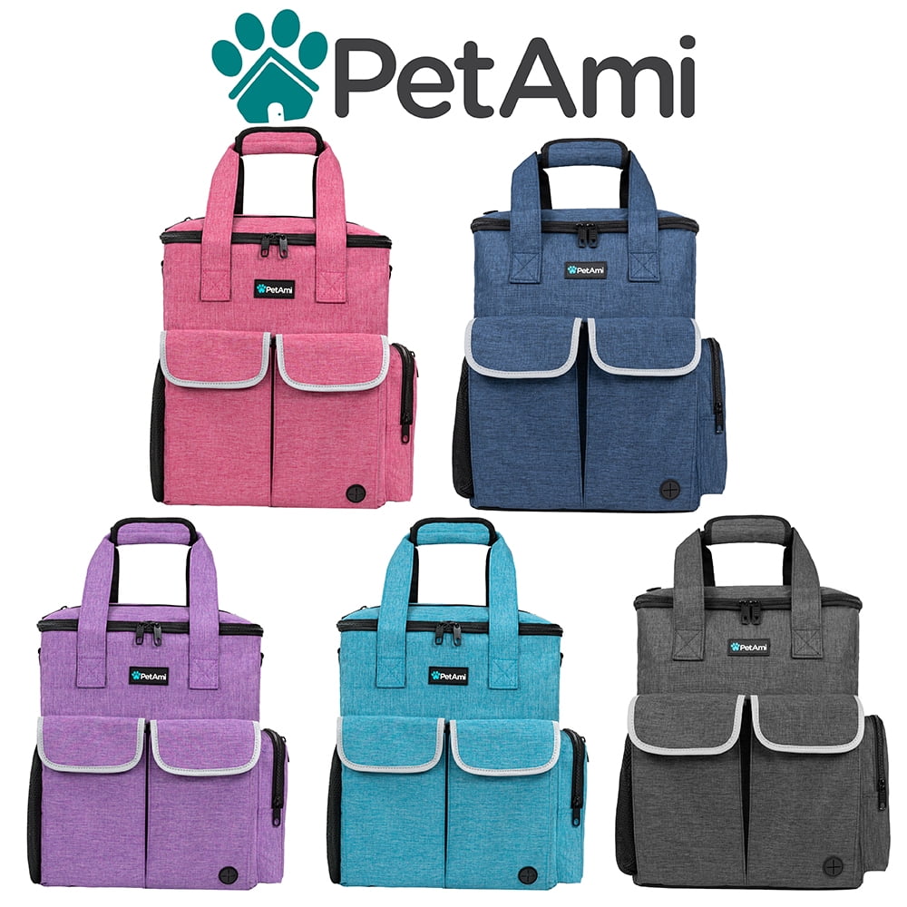 PetAmi Dog Travel Bag Pet Supplies Accessories Organizer For Traveling, Camping, Weekend; Cat Pet Travel Bag Kit includes 2 Food Storage Containers, 2 Collapsible Bowls, 1 Feeding Mat (Dark Gray)