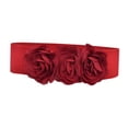 thumbnail image 4 of Cinturón ancho para mujeres cinturón elástico cinturón grande flor elegante cinturón cinch Rojo, 4 of 8