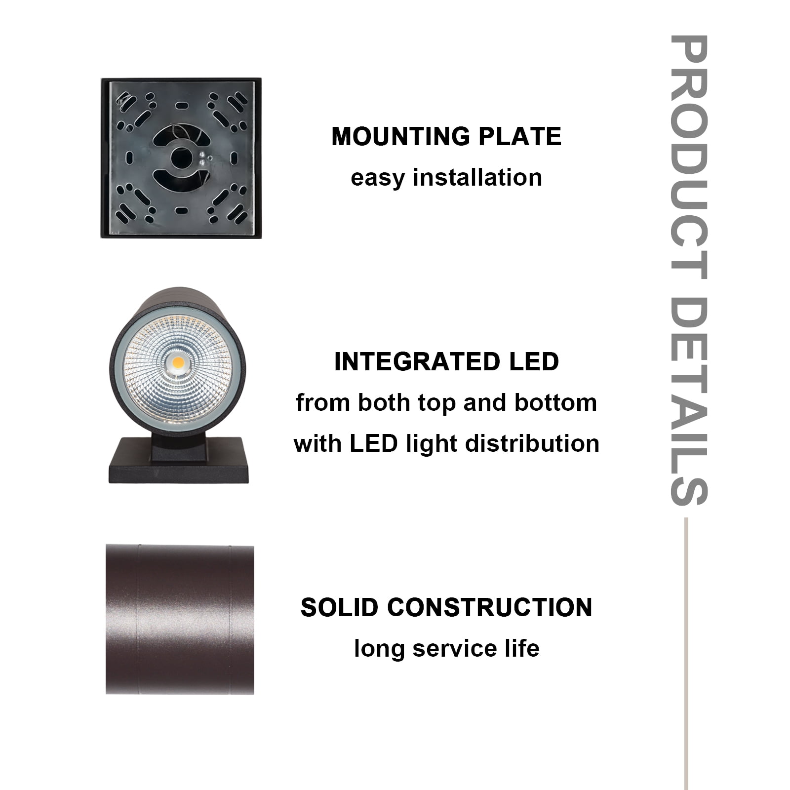 ENERGETIC LED wall cylinder light Up and Down Outdoor Wall Lights, 18W, 2000LM, 3000K