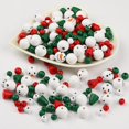 thumbnail image 4 of 190 piezas de cuentas de madera navideñas, cuentas de Noel, cuentas de madera redondas, cuentas de madera blancas, decoración navideña de madera con cuerda de cáñamo para decoración de fiestas, 4 of 5