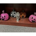 thumbnail image 2 of Hand painted Halloween Pumpkin made of clay pink, orange and white colors, 2 of 4
