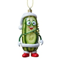 CASAFUN 2D Christmas Decorations, Acrylic Pickle Christmas Tree Hanging Ornament, Cucumber Shape Ornaments, Cute Mini Cucumber Christmas Pendant, Holiday Parties and Christmas Decorations