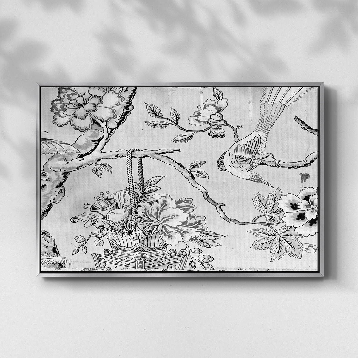Vintage Abstract Print-XIX Framed in Silver Wood Gallery Wrapped Canvas 25 in. x 37 in.