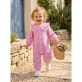 thumbnail image 6 of RUINIXCW Newborn Baby Girl Spring Fall Clothes Infant Girls Plaid Gingham Outfit One Piece Romper 0 3 6 12 18 Months Ruffled Doll Collar Long Sleeve Button Down Jumpsuit, 6 of 9