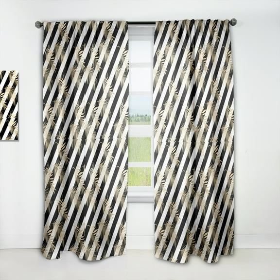 Designart 'Retro Golden Foliage VII' Mid-Century Modern Curtain Panel