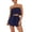 D425 Navy, variant on Likimi Two Piece Sets For Women With Ruffles Sleeveless Strapless Solid Color Top With Elastic Waist Shorts Summer Fashion Casual Outfit Set Black Size L