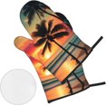 thumbnail image 2 of Tropical Beach Palm Tree Print Oven Mitts and Pot Holders Sets 4 Piece Set Kitchen Women Men Cooking Baking Microwave Heat Resistant, 2 of 6