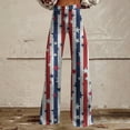 thumbnail image 2 of QIJUNTUO Women's Independence Day Wide Leg Palazzo Pants With Elastic Waist & Patriotic Print Summer Casual Lounge Wear, 2 of 4