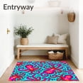 thumbnail image 3 of ODIKA 3'x5' Machine Washable Non-Slip Area Rug, Vibrant Octopus Latch Hook Handicraft Festive Needlework Project High Traffic Rug, Turquoise, 745464, 3 of 5