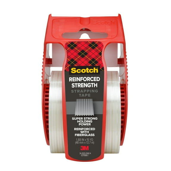 Scotch Reinforced Strength Strapping Tape, Clear, 1.88 in x 15 yd, 1 Roll