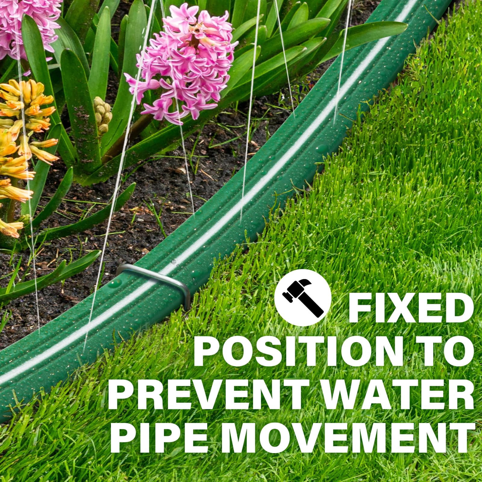Sprinkler Hose With Holes 50ft  Heavy Duty Watering Garden High-efficiency Sprinklers System For Lawn And Staples