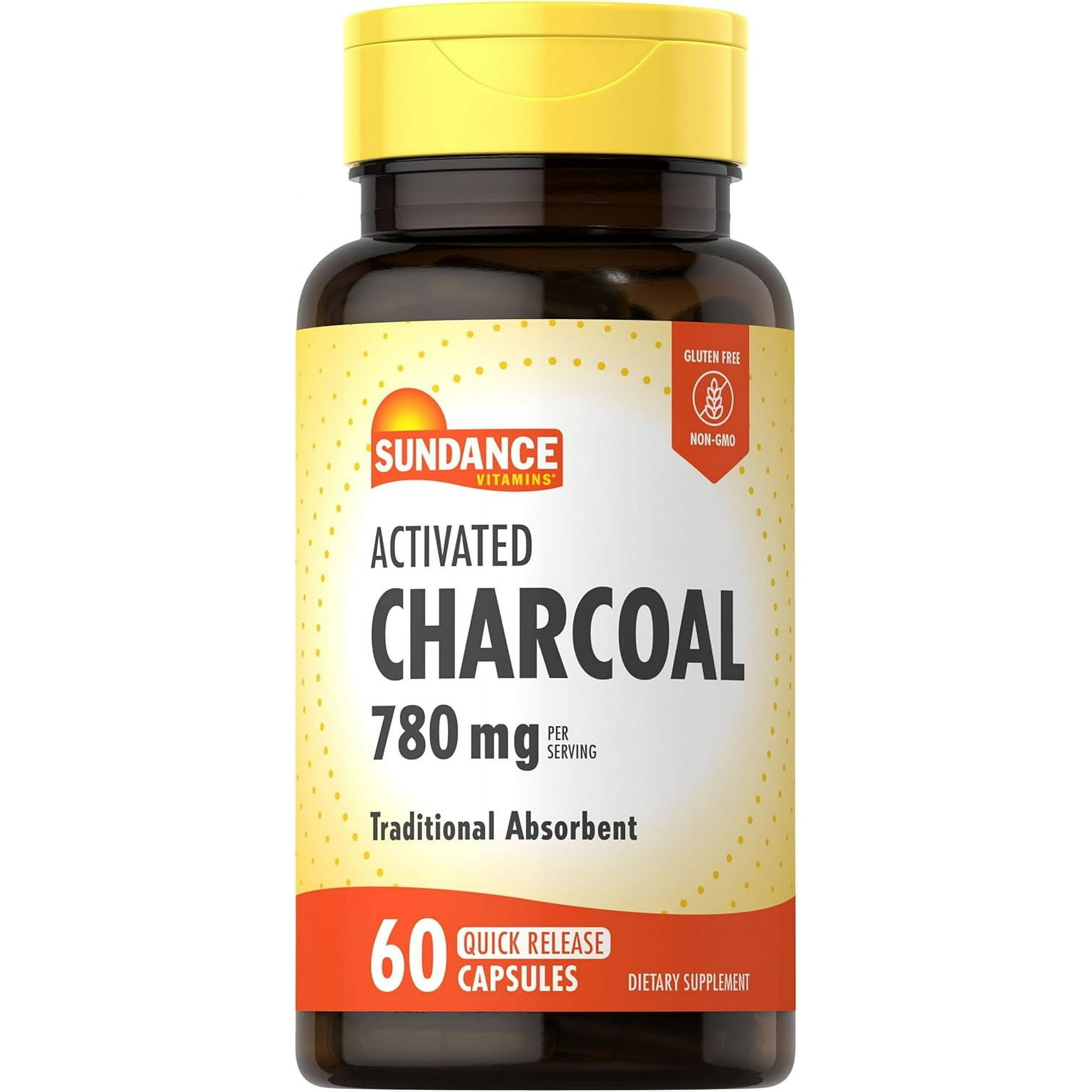 Activated Charcoal 780mg | 60 Quick Release Capsules | For Men and Women | by Sundance