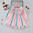 thumbnail image 2 of YOUSNH Robe Princesse à Manches Longues à Rayures pour Filles Tout-Petits Robe de Fête Dansante Vêtements Robes pour Filles Rose 2-3 Ans, 2 of 7
